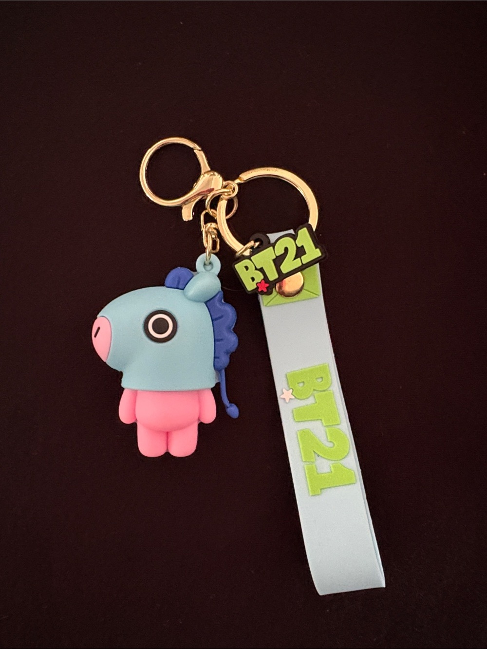Mang BT21 BTS Silicone Bag Charm Keychain with Blue Strap